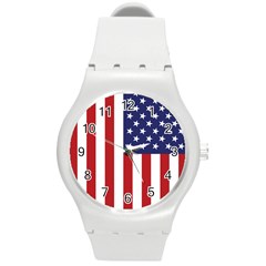 Us Flag Stars And Stripes Maga Round Plastic Sport Watch (m) by snek