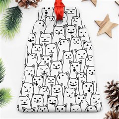 Funny Cat Pattern Organic Style Minimalist On White Background Bell Ornament (two Sides) by genx