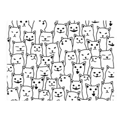 Funny Cat Pattern Organic Style Minimalist On White Background Double Sided Flano Blanket (mini)  by genx