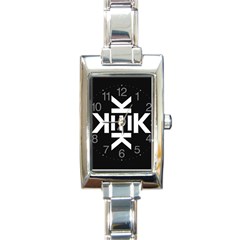 Official Logo Kekistan Circle Black And White On Black Background Rectangle Italian Charm Watch by snek