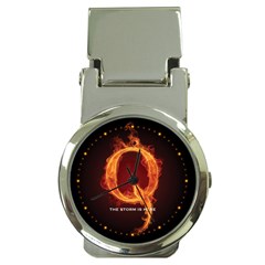 Qanon Letter Q Fire Effect The Storm Is Here Wwgowga Wwg1wga Money Clip Watches by snek