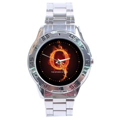 Qanon Letter Q Fire Effect The Storm Is Here Wwgowga Wwg1wga Stainless Steel Analogue Watch by snek