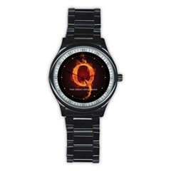 Qanon Letter Q Fire Effect The Great Awakening Wwgowga Wwg1wga Stainless Steel Round Watch by snek