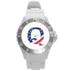 Qanon Usa Flag Wwgowga Wwg1wga Round Plastic Sport Watch (l) by snek