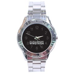 Qanon Grunge Where We Go One We Go All Wwgowga Wwg1wga Stainless Steel Analogue Watch by snek