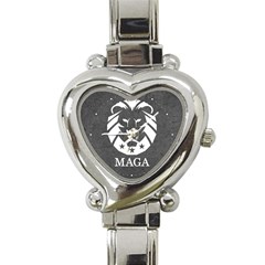 Maga Make America Great Again Trump Lion With Dark Gray Stone Texture Grunge Heart Italian Charm Watch by snek