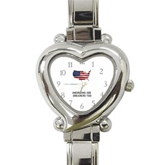 American Are Dreamers Too Buildthewall Maga With Usa Flag Heart Italian Charm Watch by snek