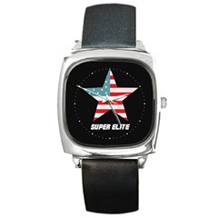 Super Elite Usa Flag In A Star Trump Maga Quote Square Metal Watch by snek