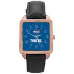 MAGA NASA Parody Logo Rose Gold Leather Watch  Front