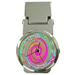 Groovy Abstract Pink, Turquoise And Yellow Swirl Money Clip Watches Front