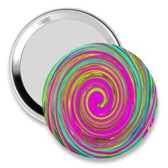 Groovy Abstract Pink, Turquoise And Yellow Swirl 3  Handbag Mirrors by myrubiogarden