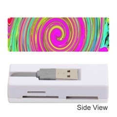 Groovy Abstract Pink, Turquoise And Yellow Swirl Memory Card Reader (stick) by myrubiogarden