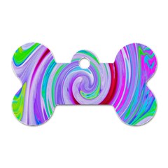 Groovy Abstract Red Swirl On Purple And Pink Dog Tag Bone (two Sides) by myrubiogarden