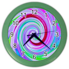 Groovy Abstract Red Swirl On Purple And Pink Color Wall Clock by myrubiogarden