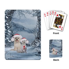 Christmas, Cute Dogs And Squirrel With Christmas Hat Playing Cards Single Design by FantasyWorld7