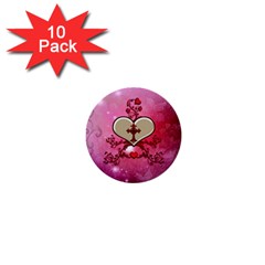 Wonderful Hearts With Floral Elements 1  Mini Buttons (10 Pack)  by FantasyWorld7