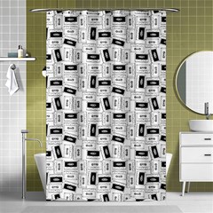 Tape Cassette 80s Retro Genx Pattern Black And White Shower Curtain 48  X 72  (small)  by genx