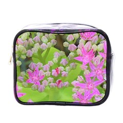 Hot Pink Succulent Sedum With Fleshy Green Leaves Mini Toiletries Bag (one Side) by myrubiogarden