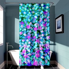 Blue And Hot Pink Succulent Sedum Flowers Detail Shower Curtain 36  X 72  (stall)  by myrubiogarden