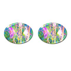 Abstract Oriental Lilies In My Rubio Garden Cufflinks (oval) by myrubiogarden