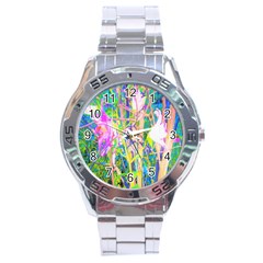 Abstract Oriental Lilies In My Rubio Garden Stainless Steel Analogue Watch by myrubiogarden