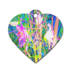 Abstract Oriental Lilies In My Rubio Garden Dog Tag Heart (two Sides) by myrubiogarden