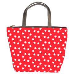 Christmas Pattern White Stars Red Bucket Bag by Mariart