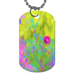 Red Rose With Stunning Golden Yellow Garden Foliage Dog Tag (one Side) by myrubiogarden