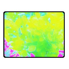 Fluorescent Yellow And Pink Abstract Garden Foliage Double Sided Fleece Blanket (small)  by myrubiogarden