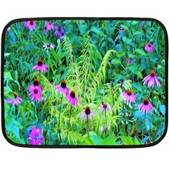 Purple Coneflower Garden With Tiger Eye Tree Fleece Blanket (mini) by myrubiogarden