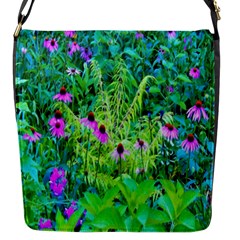 Purple Coneflower Garden With Tiger Eye Tree Flap Closure Messenger Bag (s) by myrubiogarden