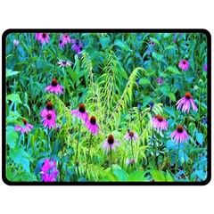 Purple Coneflower Garden With Tiger Eye Tree Double Sided Fleece Blanket (large)  by myrubiogarden