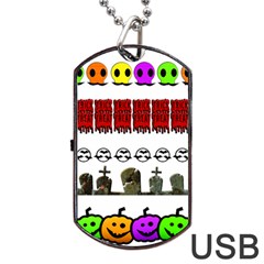 Halloween Borders Trick Or Treat Dog Tag Usb Flash (one Side) by Wegoenart