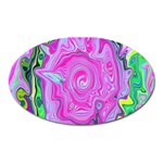 Groovy Pink, Blue And Green Abstract Liquid Art Oval Magnet Front