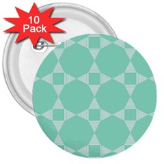 Mint Star Pattern 3  Buttons (10 Pack) 