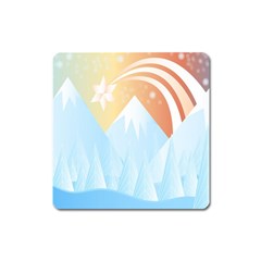 Winter Landscape Star Mountains Square Magnet by Wegoenart