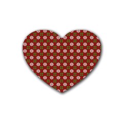 Christmas Paper Wrapping Pattern Heart Coaster (4 Pack) 