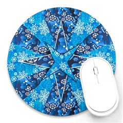 Christmas Background Pattern Round Mousepads by Wegoenart