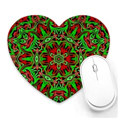 Christmas Kaleidoscope Pattern Heart Mousepads by Wegoenart