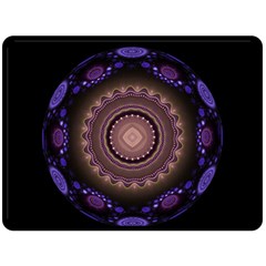 Fractal Neon Blue Energy Fantasy Fleece Blanket (large)  by Wegoenart