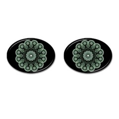 Fractal Green Lace Pattern Circle Cufflinks (oval) by Wegoenart