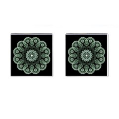 Fractal Green Lace Pattern Circle Cufflinks (square) by Wegoenart