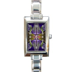 Fractal Blue Tin Pattern Texture Rectangle Italian Charm Watch by Wegoenart