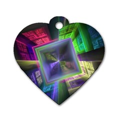 Perspective Technology Fractal Dog Tag Heart (two Sides) by Wegoenart