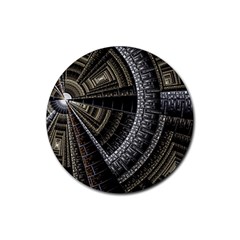 Fractal Circle Circular Geometry Rubber Round Coaster (4 Pack)  by Wegoenart