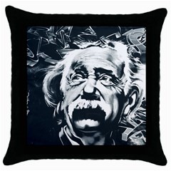 Albert Einstein Street Art Throw Pillow Case (black) by Wegoenart