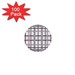 Fabric Plaid Grey Gray Burgundy 1  Mini Buttons (100 pack)  Front