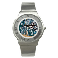 Forest Artwork Card Greeting Woods Stainless Steel Watch by Wegoenart