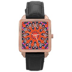 Art Abstract Background Pattern Rose Gold Leather Watch 