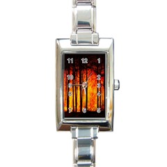 Forest Fire Forest Climate Change Rectangle Italian Charm Watch by Wegoenart